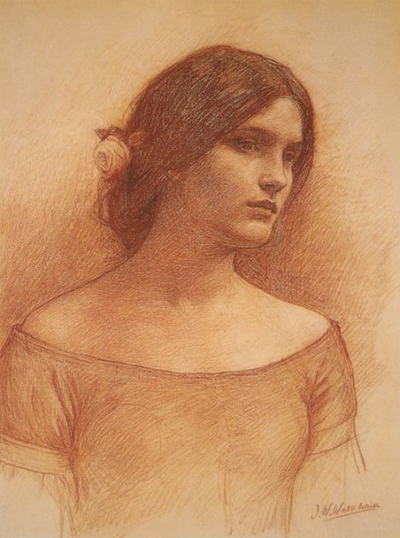 The Lady Clare study drawing by John William Waterhouse